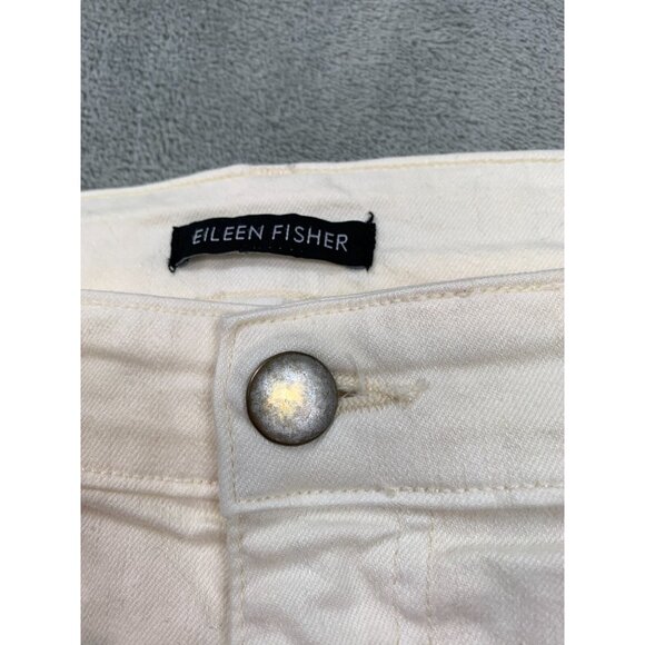 Eileen Fisher Jeans Women 16 XL 37x31 White Straight Leg Organic Cotton Stretch - Picture 3 of 8
